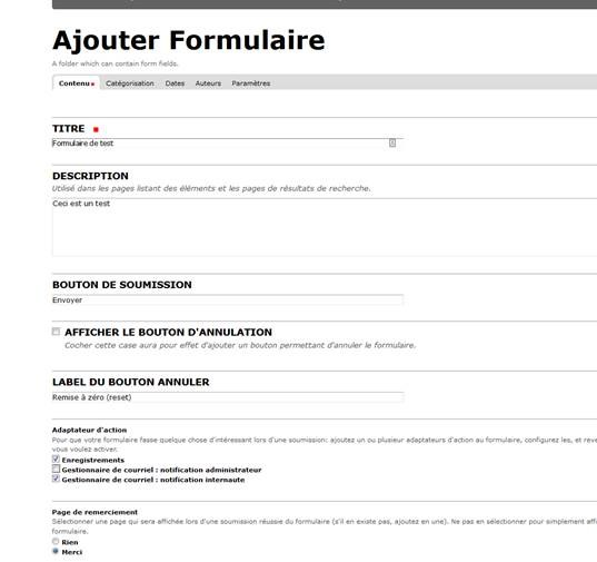 Créer un formulaire — Guide utilisateur en ligne